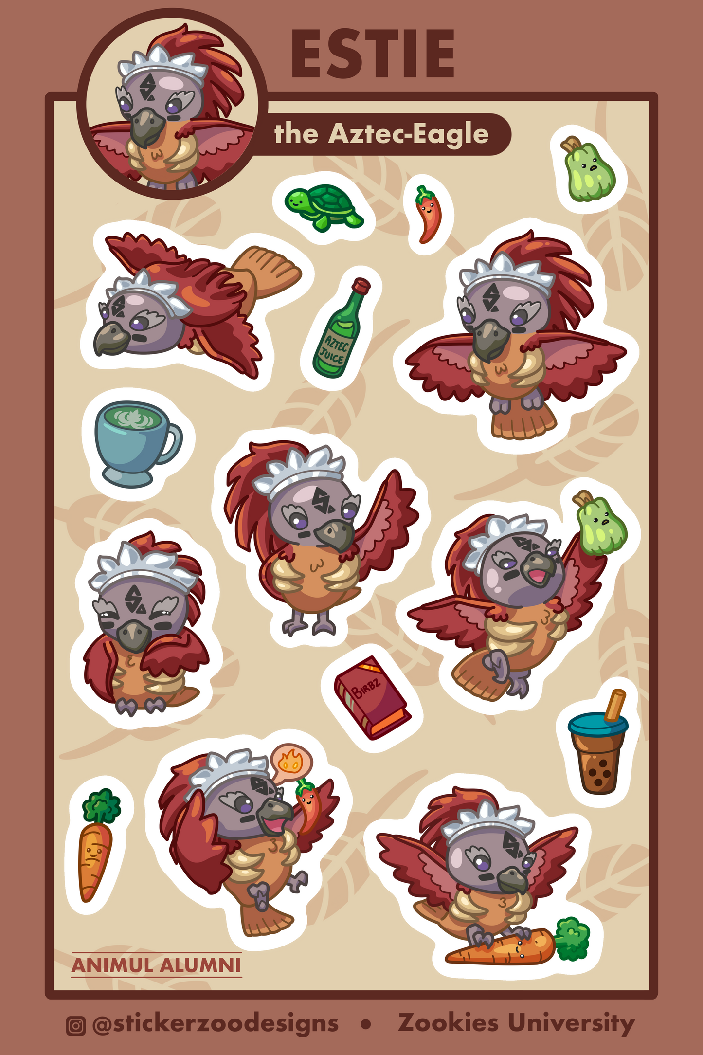 Estie Sticker Sheet (based on Aztec-Eagle SDSU)