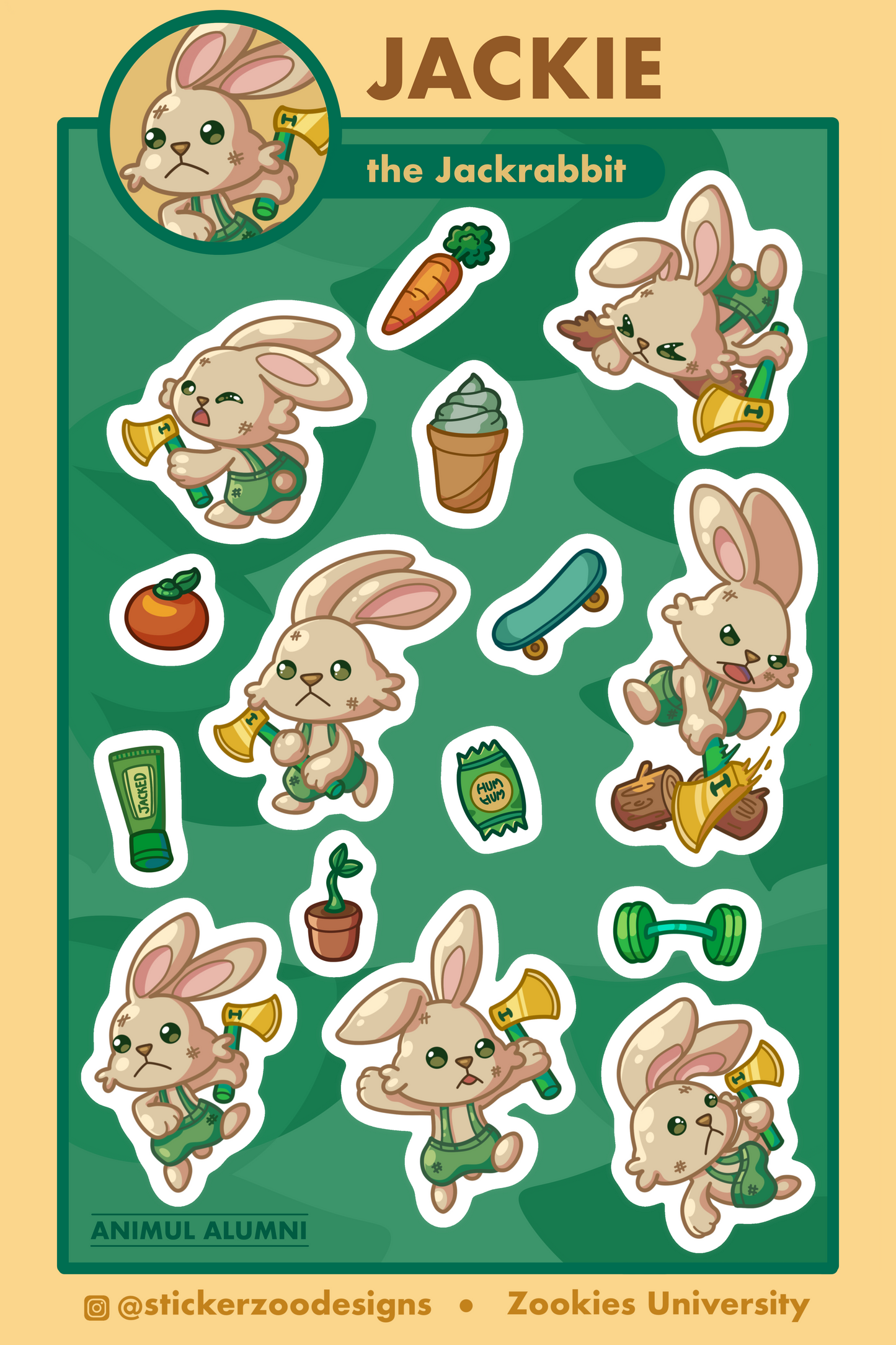 Jackie Sticker Sheet (based on Humboldt Lumberjack)