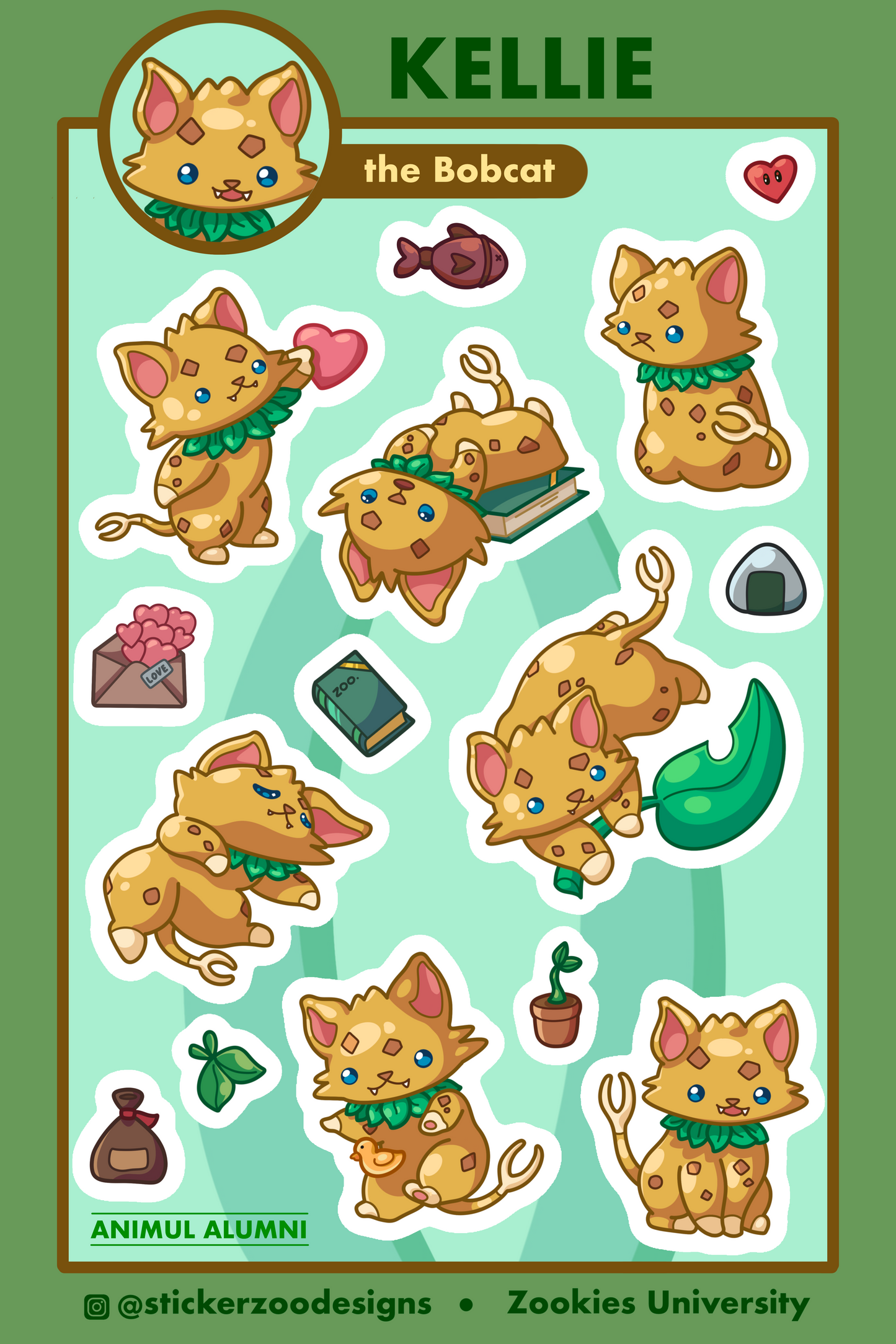 Kellie Sticker Sheet (based on Merced Bobcat)