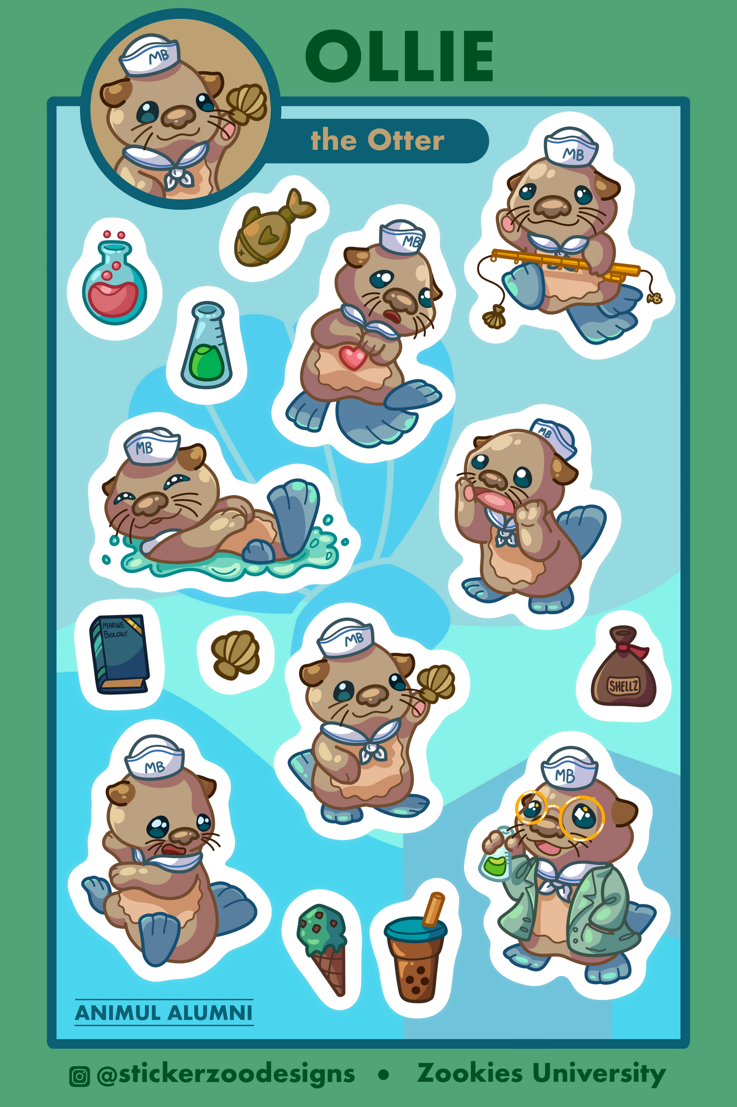 Ollie Sticker Sheet (based on Monterey Bay Otter)