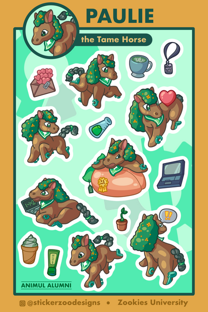 Paulie Sticker Sheet (based on San Luis Obispo Mustang)