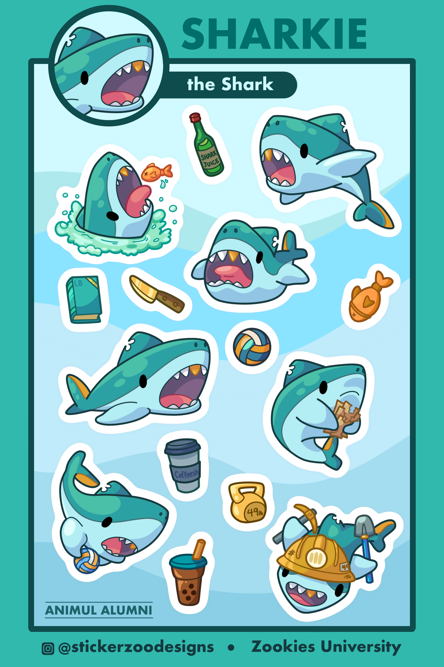 Sharkie Sticker Sheet (based on Long Beach Sharks)