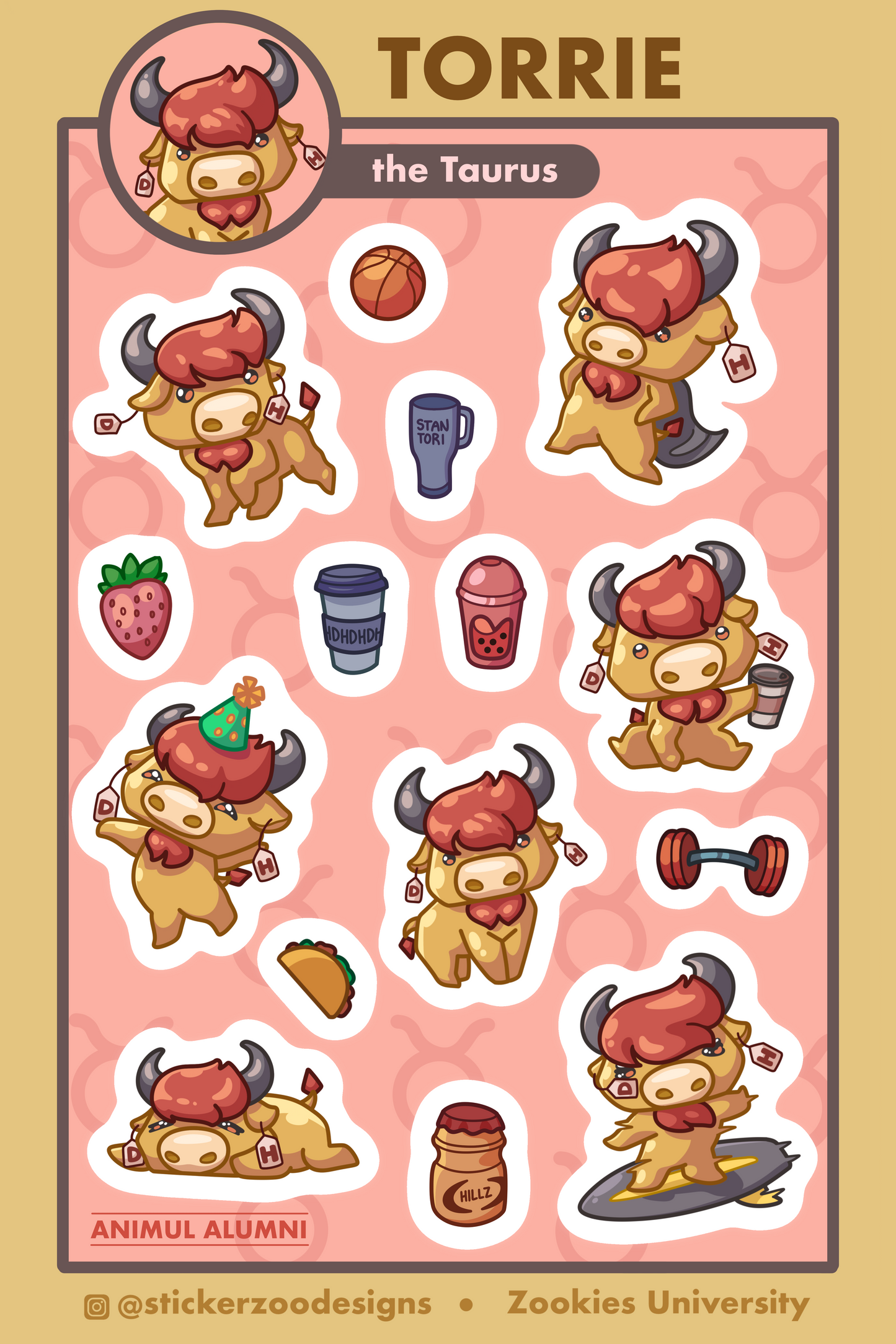 Torrie Sticker Sheet (based on Dominguez Hills Toros)