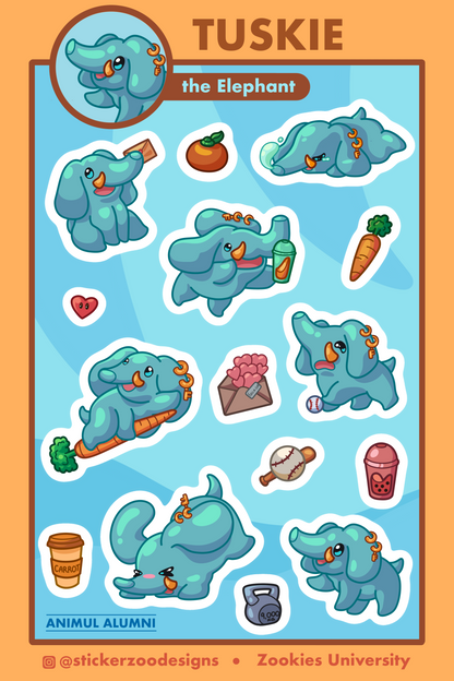 Tuskie Sticker Sheet (based on Fullerton Elephant)